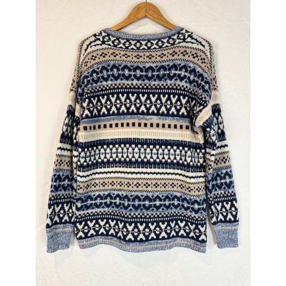 Madewell Navy and Cream Patterned Crew Neck Sweater - Picture 6 of 8